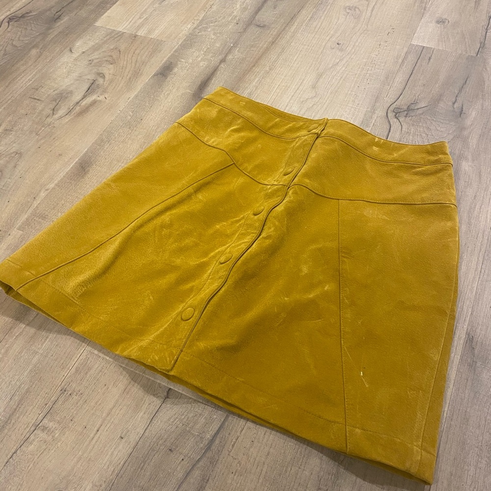 Twik Faux Suede Button Mini Skirt